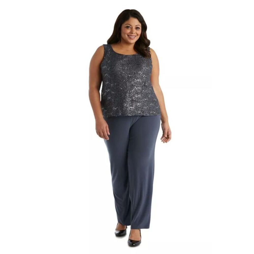 R&M RICHARDS WOMAN Womens Gray Stretch Wear To Work Straight leg Pants Plus 22W